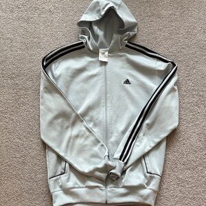 Adidas Men's Light Gray Zip-Up Hoodie sz Medium